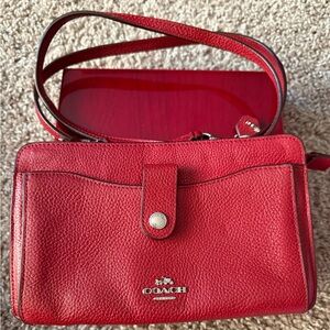 Coach Red Pebble Leather Women's Vintage Crossbody